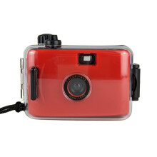 Red Underwater Film Camera Waterproof 35mm Fixed Focus Lens with Wrist Strap Up to 10m