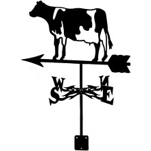 Weather Vane Metal Roof Mounted Cow Design, Weatherproof Garden Wind Direction Indicator