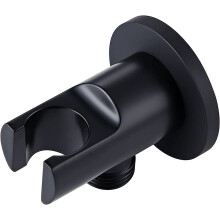 Handheld Shower Holder Wall Mount with Water Outlet, Heavy Duty Brass Matte Black 3 in 1 Bracket