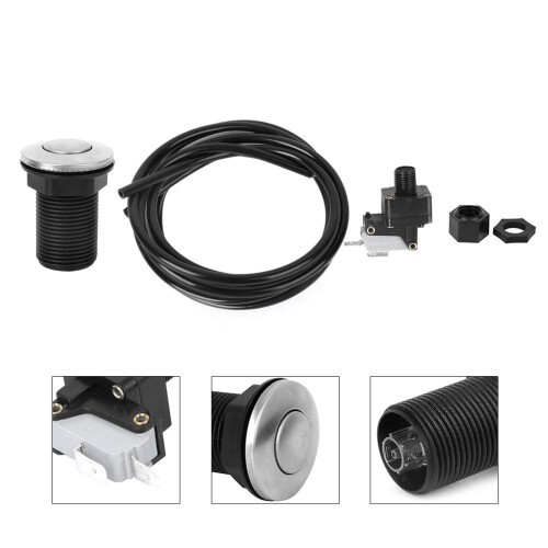 Garbage Disposal Air Switch Button Black, Air Activated Push Button for Kitchen Sink, Lock Function 2