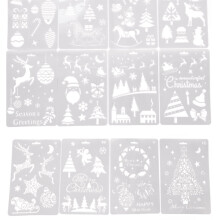 12 Pcs Christmas Painting Templates Reusable PET Stencils for Kid Graffiti Art Drawing Scrapbooking DIY Crafts Project