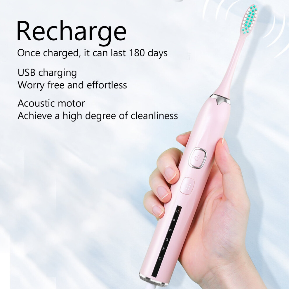 LOOPSUN Valentine's Clearance 2024! Electric Toothbrush with Smart Timer, 5 Modes, 2 Heads, Whitening Rechargeable for Adults & Kids