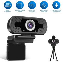 Cámara web Full HD 1080p para PC de escritorio con micrófono para videollamadas.