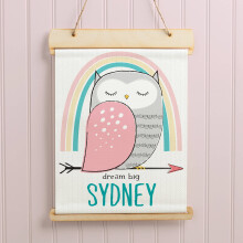 Personalizovaný závěsný plátěný banner Dream Big Owl