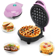 (Pink) Mini rundt vaffeljern og pandekagevaffeljern til julegaver, mors dag, børn