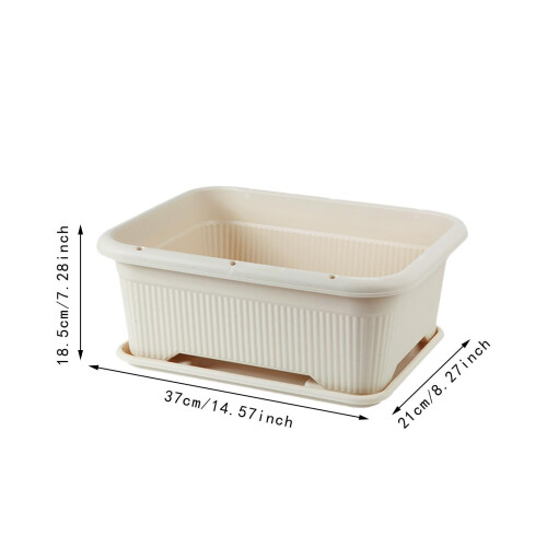 Window Box Planter with Drainage Holes and Removable Tray, Large Rectangular Flower Plant Pot 2