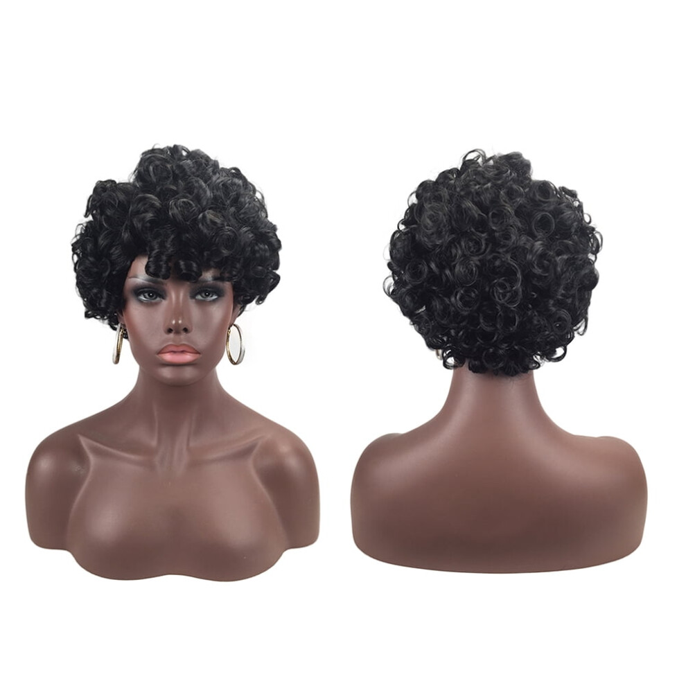 Unisex Women Fashion Short Curly Hair Wig Jaw-Length Rose Net Curl Wig Natural Looking Exquisite Wig Cover (9959)