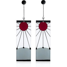 Tanjiro-Ohrringe aus 925er Sterlingsilber, Anime Demon Slayer Cosplay Tanjiro schwarze Ohrringe Kimetsu No Yaiba Hanafuda Halloween für Männer und