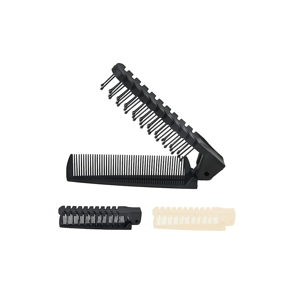 Unisex 2-Pack Plastic Folding Hairbrush For Travel - Folding Comb - Detangling - Foldable - Anti-Static - Folding Pocket