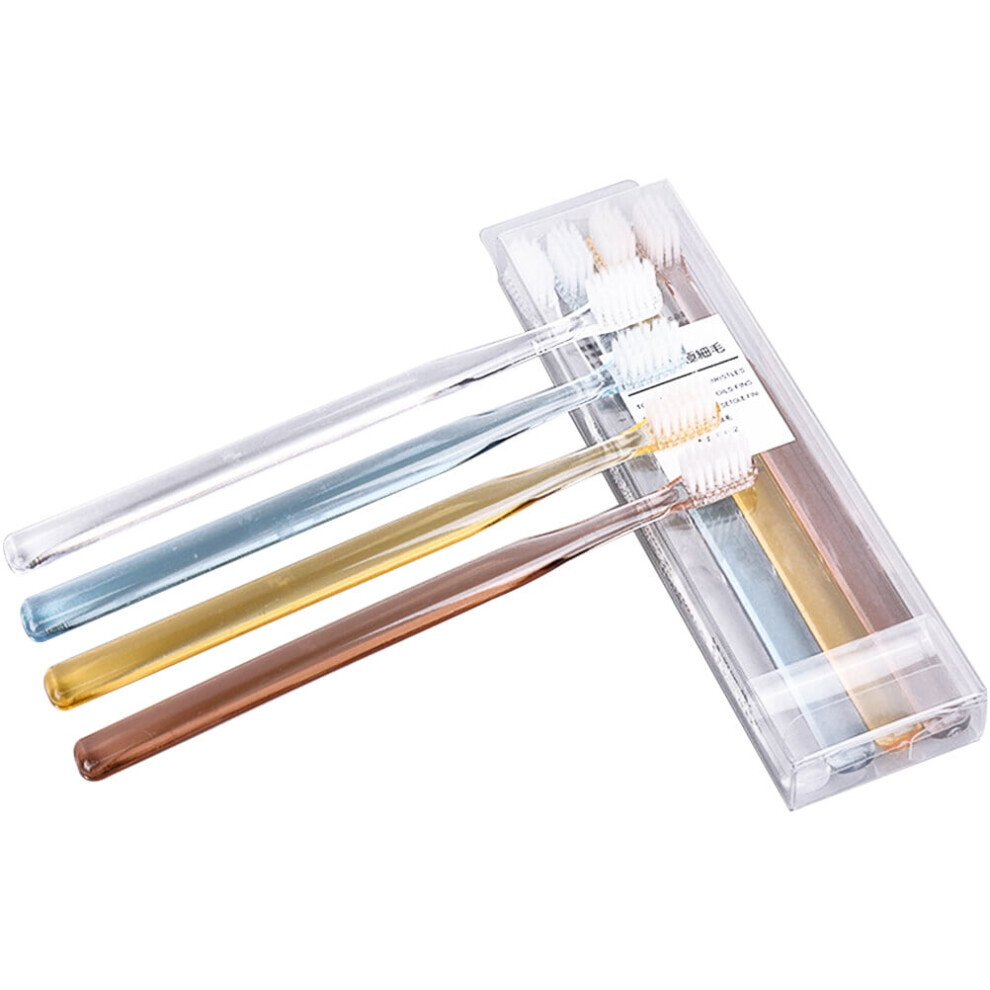 TOYMYTOY 8pcs in Two Boxes Superfine Bristle Toothbrush Crystal Transparent Toothbrushes for Travel Home Use(Assorted Color)