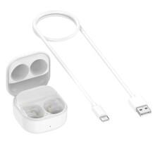 Estuche de carga compatible con Samsung Galaxy Buds FE (SM-R400), carga inalámbrica y con cable, estuche de carga de repuesto (auriculares no