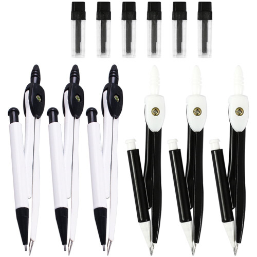 Eease 6pc Math Compass Set for Students, Teachers, Office, Carpentry & Art