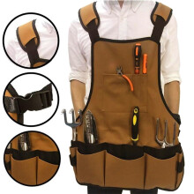 Walbest Tool Apron for Men with Pockets, Garden BBQ Tool Bag Apron, Woodworking Apron with Adjustable Belt and Cross-Back Strap
