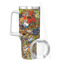 Termoska s potlačou Scooby Doo, izolovaná nerezová oceľ, hrnček na horúcu/studenú kávu, 40 oz, Ice Bully s rukoväťou