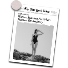 Trendiges Wandbild mit Zeitungsmotiv, Leinwanddruck, Retro-Vintage-Schlagzeile aus der New Yorker Zeitschrift: Frau sucht nach der Quelle der