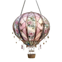 Lampada da giardino a energia solare a forma di mongolfiera, lampada piatta in acrilico da appendere con effetto fiamma - 1 pezzo