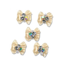 Conjunto de 5 peças de enfeites de unha Hesroicy com efeito visual brilhante, decoração tridimensional DIY com laços coloridos em 3D para