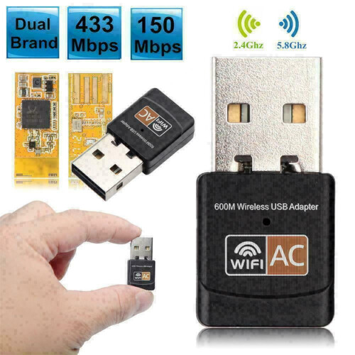 Ασύρματος προσαρμογέας δικτύου USB Mini WiFi διπλής ζώνης AC600Mbps 2.4/5Ghz 802.11