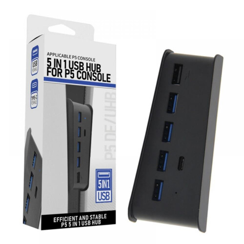 Κόμβος USB 5 θυρών για PS5, Φορτιστής USB υψηλής ταχύτητας, επέκταση USB συμβατή με