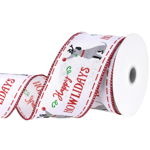 Fita de Natal Homeford com estampa de cachorros e efeito linho, 6,35 cm (2-1/2 polegadas), 9,14 m (10 jardas), cinza. 2