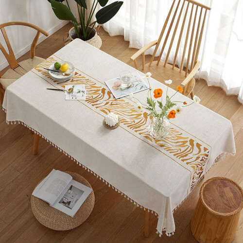 Cotton And Linen Jacquard Tableclothmitation Table Runner Pattern, Waterproof And Dustproof