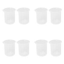 Målebeger i klar plast med lokk, kjøkkenlaboratorium, målebeger, 200 ml, 8 stk.