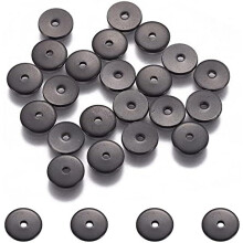 20 Stück 6 mm Abstandshalterperlen, kompatibel mit Elektrophorese, schwarze Septal-, flache, runde 304-Edelstahlperlen für die Schmuckherstellung