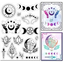 Moon Phase Crystal Rubber Stamp Magic Hands Star Vintage Clear Transparent Silicone Seals Stamp