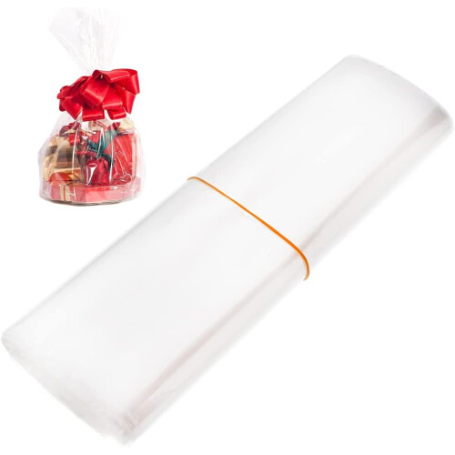 1 conjunto com 100 unidades de sacos termorretráteis transparentes de PVC de 45 x 28 cm (17,7 x 11 polegadas), filme retrátil retangular grande