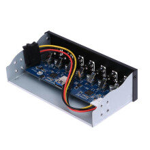 Kabel voor snelladen, zwart, metalen desktophub, 5,25 inch, 19-pins frontpaneelhubadapter, USB 3.0-schijfstation voor pc-computer, 7 poorten
