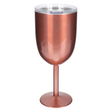 Guangmc 10oz geïsoleerde roestvrijstalen wijnglas met steel en deksel - Roze