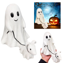 Statue de chien fantôme promenant un chien, figurine d'Halloween effrayante pour intérieur et extérieur, statues de jardin, compatible avec la