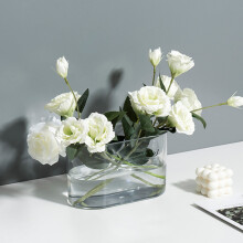 Clear Acrylic Rectangular Flower Vase, 8.85" Floral Centerpiece for Dining Table, Modern Decorative Vase for Weddings, Home