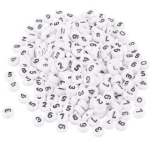 Mărgele acrilice rotunde cu numere 4x7mm, 0-9, albe, DIY, lucrate manual, accesorii pentru bijuterii, 500 buc.