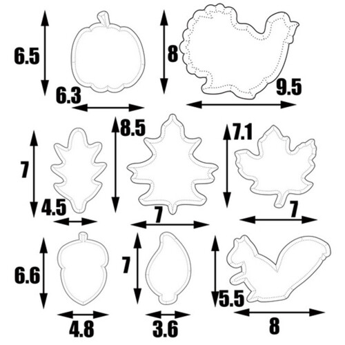 Σετ Μεγάλων Κουπάτ για Μπισκότα Wadada8PCS - Σκίουρος, Φύλλο Σφενδάμου, Φύλλο 1
