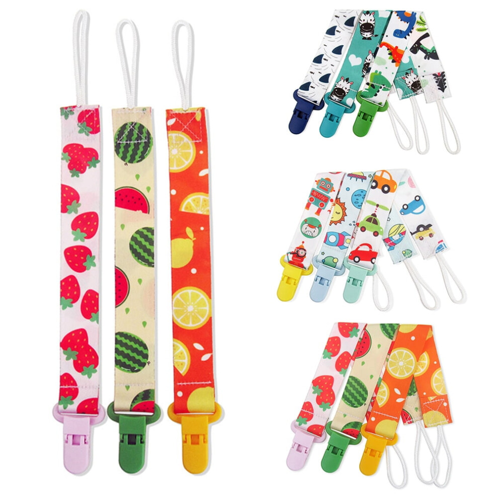 Windfall Baby Pacifier Clips 3Pcs, Compatible with Most Pacifiers, Cute Cartoon Teething Toy Holder Chain for Boys and Girls