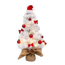 Mini 23.6" White Flocked Christmas Tree with Lights & Pendants, Desktop Xmas Decoration, Home Decor - Compatible with Hiroekza Gifts