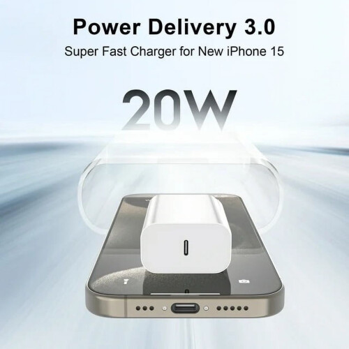 Φορτιστής Afflux15: Προσαρμογέας τοίχου USB-C PD 20W με καλώδιο USB-C σε USB-C 10ft, συμβατός με 2