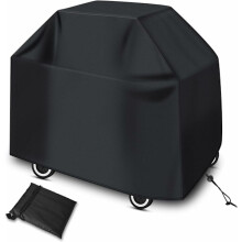Housse de barbecue imperméable pour plancha, protection UV, coupe-vent, anti-poussière (147 x 61 x 117 cm, noire)