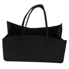 Large Capacity Felt Firewood Carrier Tote Bag Water Resistant Foldable Storage Holder for Indoor Outdoor Use Black