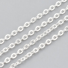 Łańcuchy kablowe ze stali nierdzewnej 1m3.28Feet304, lutowane, płaskie, owalne, srebrne, 2x1,5x0,4mm, DIY
