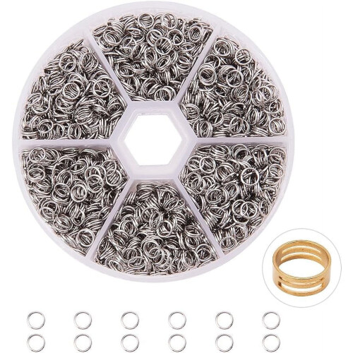 1650 stk. 304 rustfri stål splitringe dobbelt løkke springring diameter 5 mm