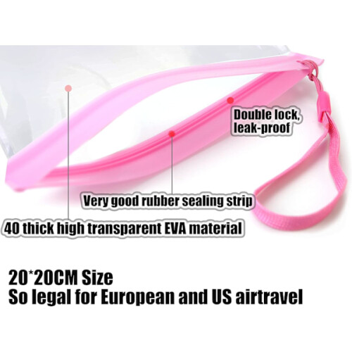 Διαφανές τσαντάκι τουαλέτας2 τεμάχια - 20x20cm εγκεκριμένες από την TSA σακούλες υγρών 2