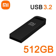 Compatível com Xiaomi 2TB USB 3.2 Flash Drive, Disco U de Metal Tipo-C, Armazenamento SSD à Prova d'Água para PC/Celular, Portátil, Preto - 512G