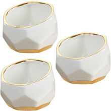 Pots de fleurs géométriques en céramique, mini bols décoratifs (lot de 3), petits pots pour plantes succulentes, décoration moderne, décoration