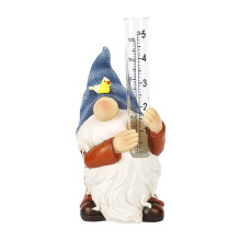 Pluviomètres en résine Dongrere en forme de gnome, statue de jardin en résine avec pluviomètre en plastique, sculpture de gnome peinte à la main.