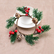 WJSXC Home Karácsonyi díszek, karácsonyi koszorúk, tobozok, ajtó- és ablakdíszek, PVC, piros gyümölcsgirlandok, gyűrűk, medálok,