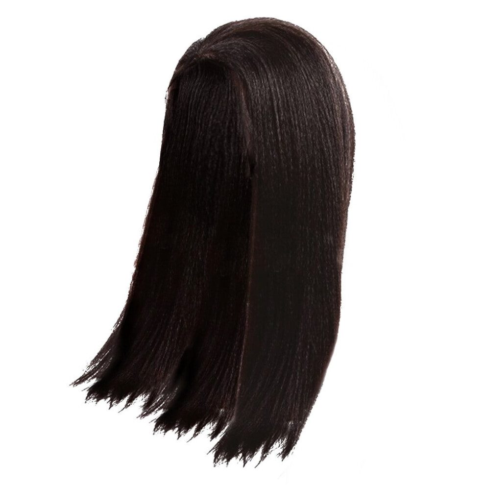 LHXC Yaki Straight Glueless Lace Front Human Hair Wigs Beauty Accessory for Women