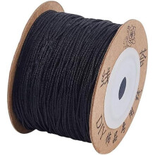 Fil de nylon noir tressé de 0,8 mm (100 m/rouleau) pour la création de bracelets et de bijoux.