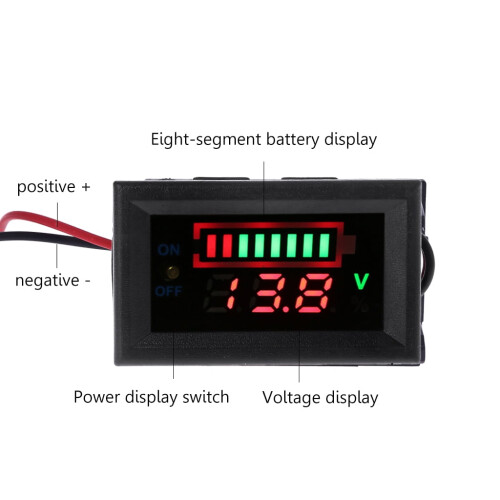 JUNTEX 12V Voltmeter Voltage Meter Lead Acid Battery Capacity Indicator with Switch 2